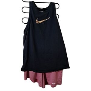 Nike Black Tank with Pink Shorts